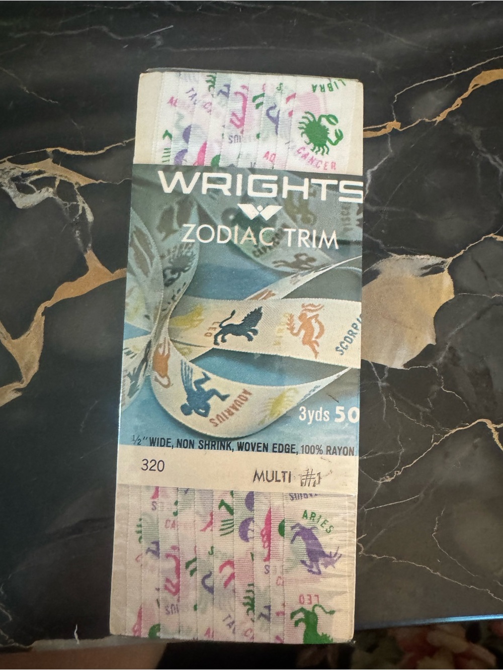 Vintage NWT Wrights Zodiac Trim Ribbon - Multi Color 3 Yards New
